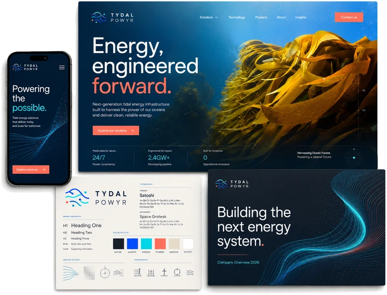 Fictional placeholder brand and website mockup created by the TerraScale Creative Studio